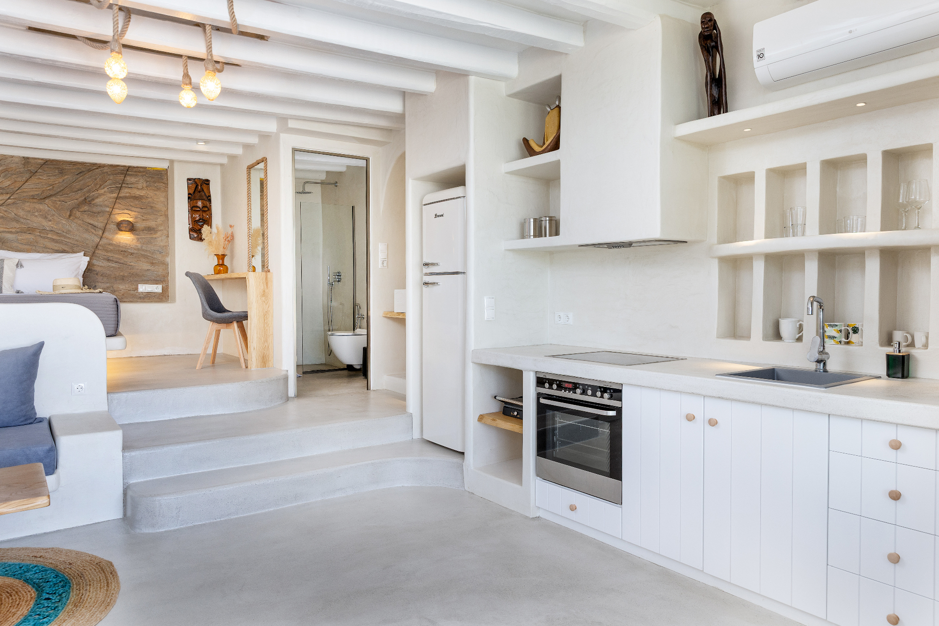 The Room Inside The Bar | Island Bar Naxos - Most Amazing Balcony Suite